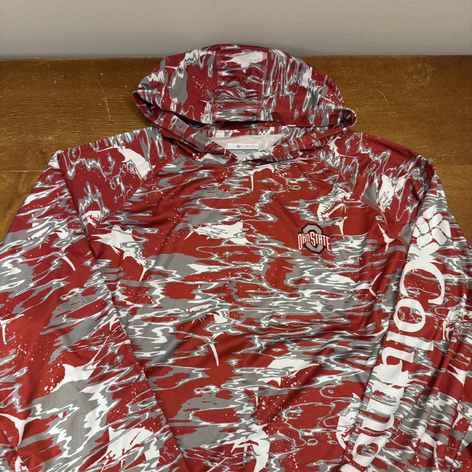 Ohio State Buckeyes Hoodie Mens Large Red Lightweight Pullover Columbia - Image 4 of 4