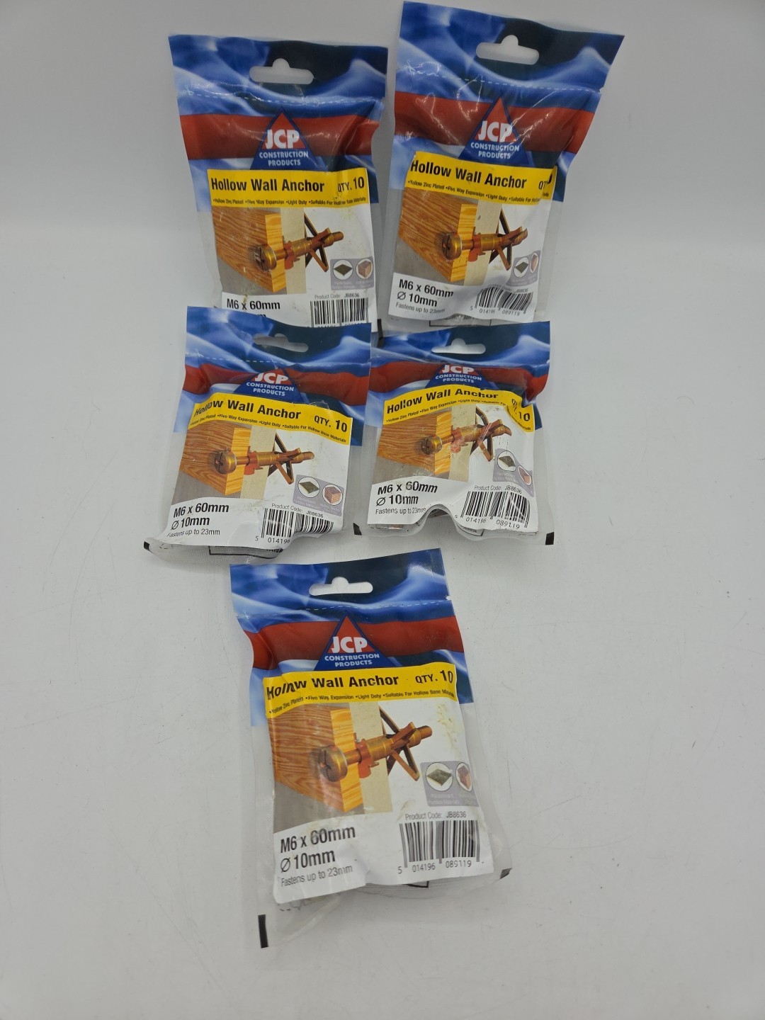 Hollow Wall Anchor M6 X 60mm JCP Packs of 10 X 5 - Box Of 50 Plasterboard Fixing