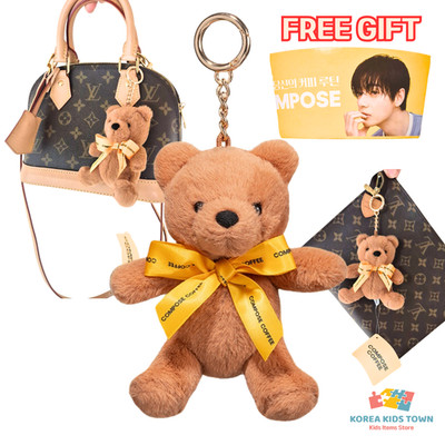BTS Kim Taehyung V Teddy Bear Keyring Compose Coffee Collab