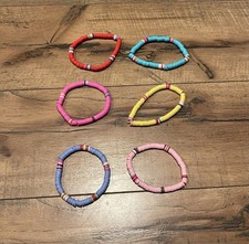 Stretchy Clay Beaded MultiColor Bracelets Set Of 6