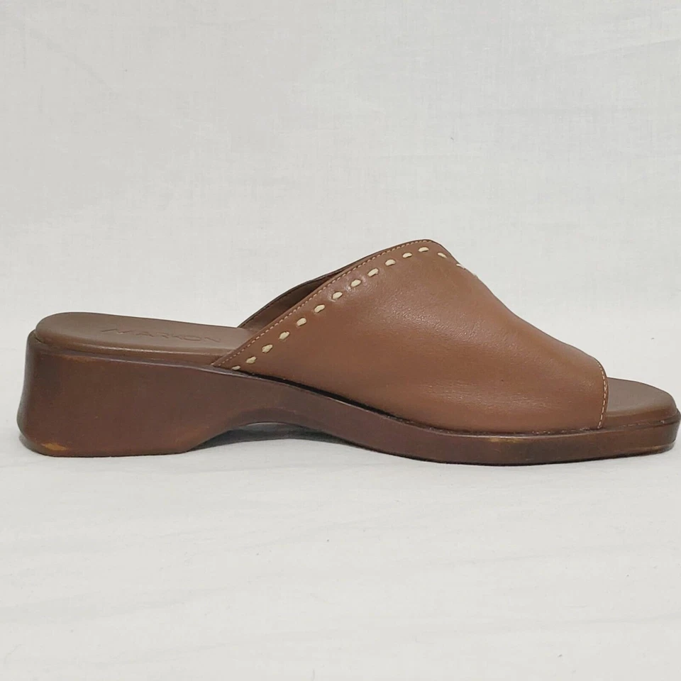 Sandalia de cuña Markon Slides Mula cuero marrón talla 8 Foto 2 de 4