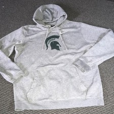 Nike Light Gray Hooded Sweatshirt Michigan State Spartans