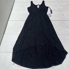 Felicity & Coco Dress Womens M Black Sleeveless Scoop Neck Hi Low Maxi Jersey