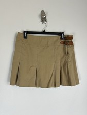 Polo Ralph Lauren Skirt Womens 8 Khaki Pleated Mini Double Buckle Straps Short