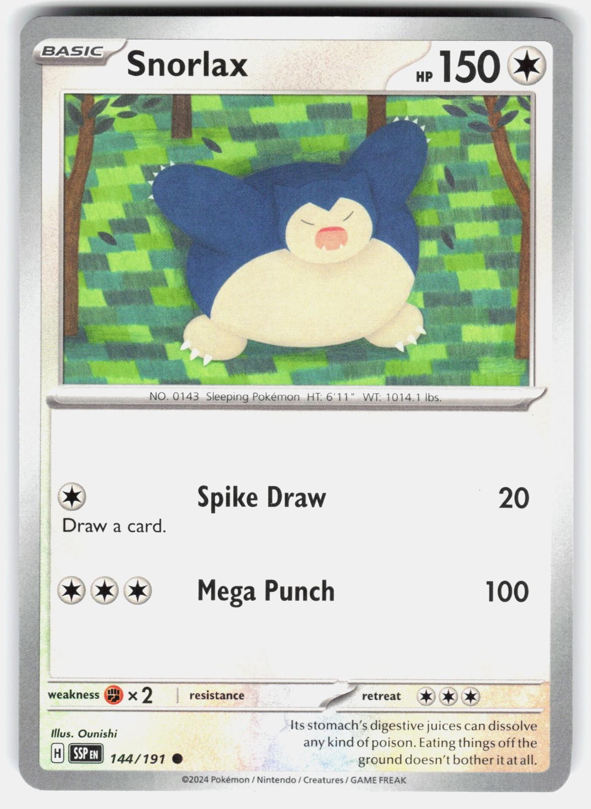 SNORLAX 144/191 COMMON SURGING SPARKS POKEMON LP