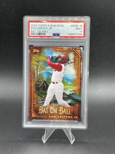 2025 Topps Bob Ross Joy Of Baseball Ken Griffey Jr. Bat On Ball PSA 9