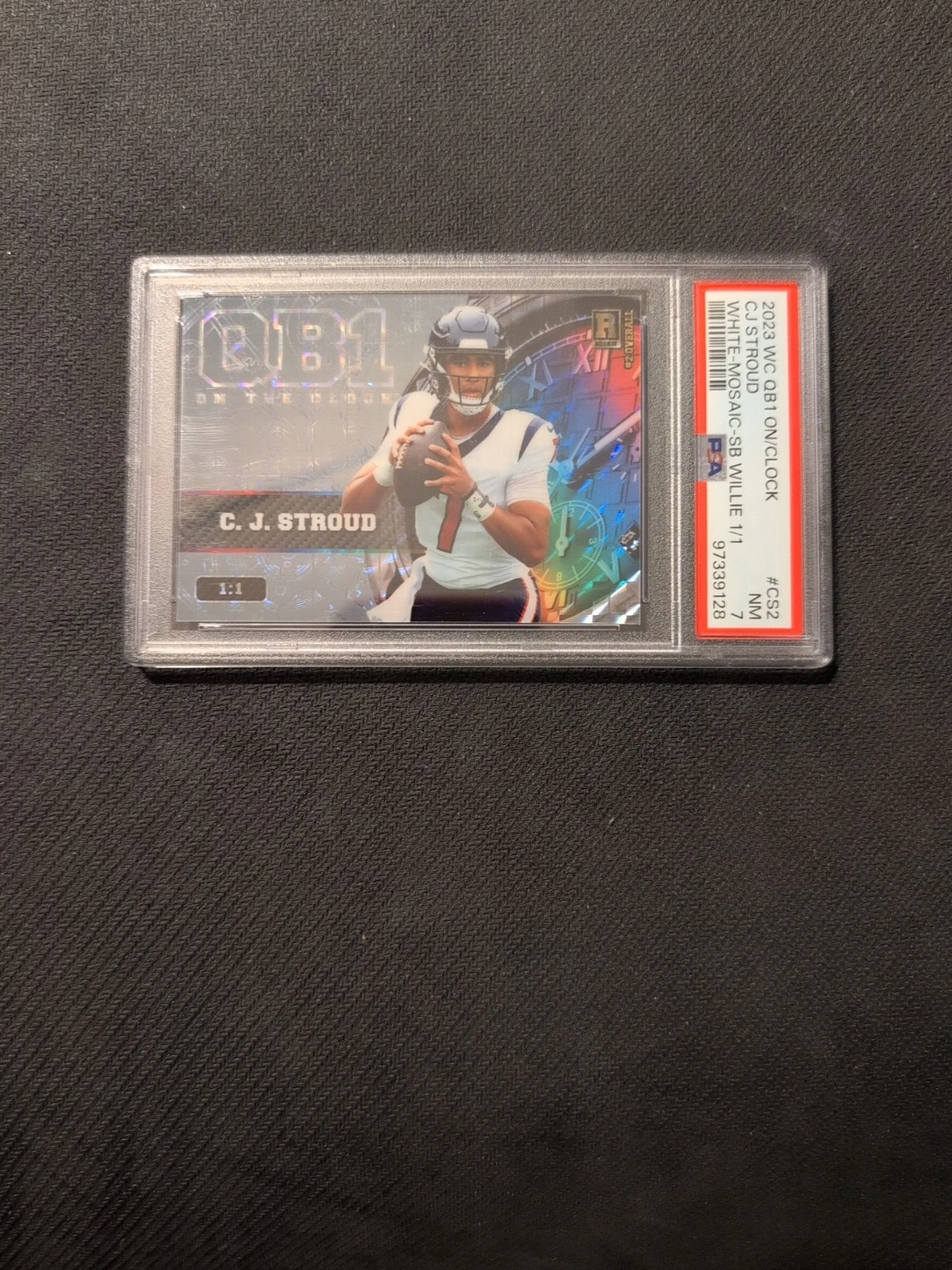 CJ Stroud Wild Card QB1 on the Clock #CS2 White-Mosaic-Rainbow (Steamboat Willie) 1/1