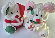 Vintage Fisher Price 8036 8127 Puffalumps Christmas Plush 1992  1987 Mice
