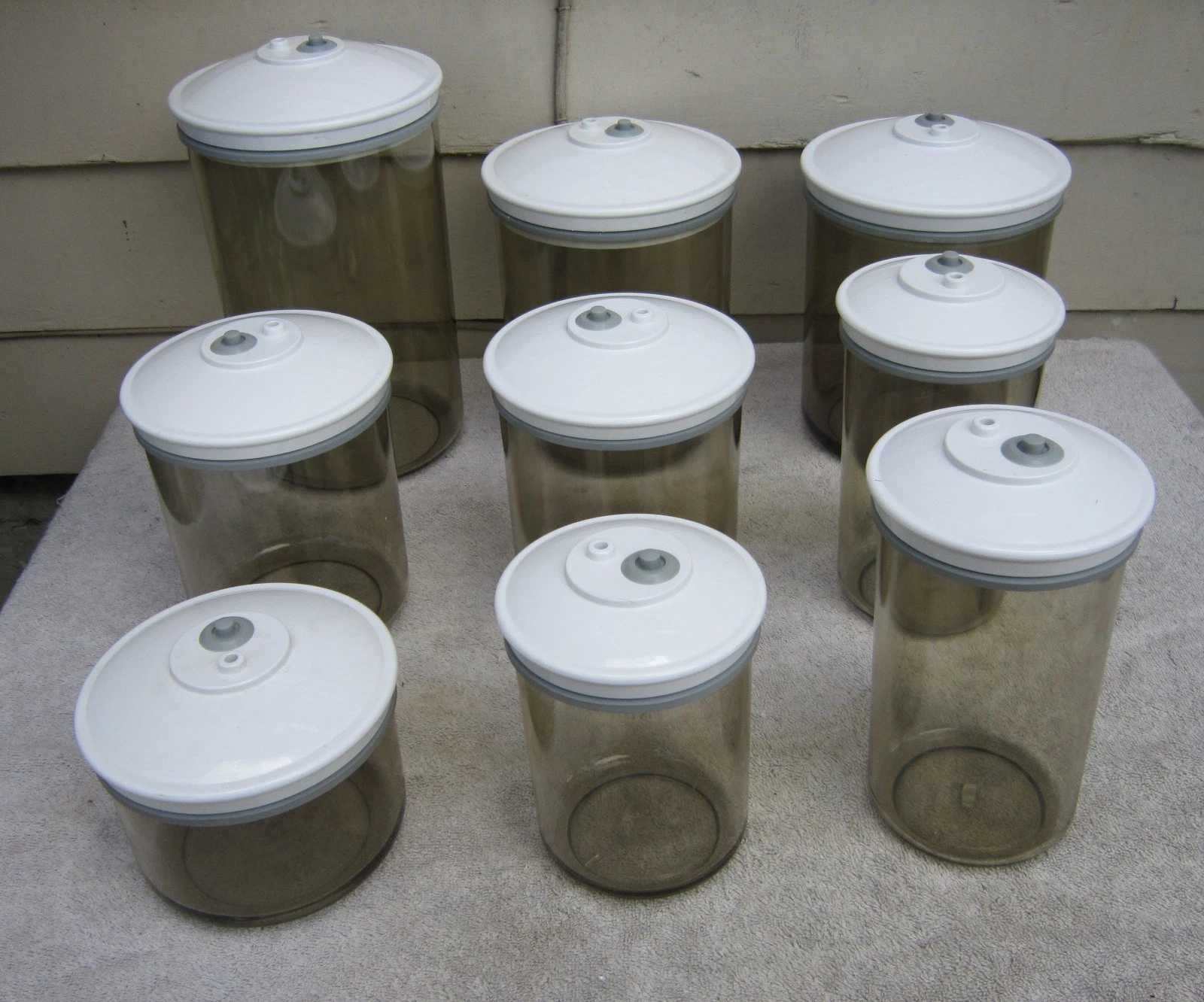 Lot of 9 FOODSAVER Snail VACUUM SEAL CONTAINERS Set SMOKE