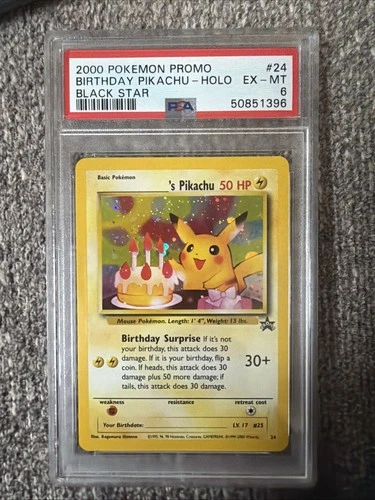 Pokemon - Happy Birthday Pikachu Black Star Promo 24 PSA 6 English Original Holo