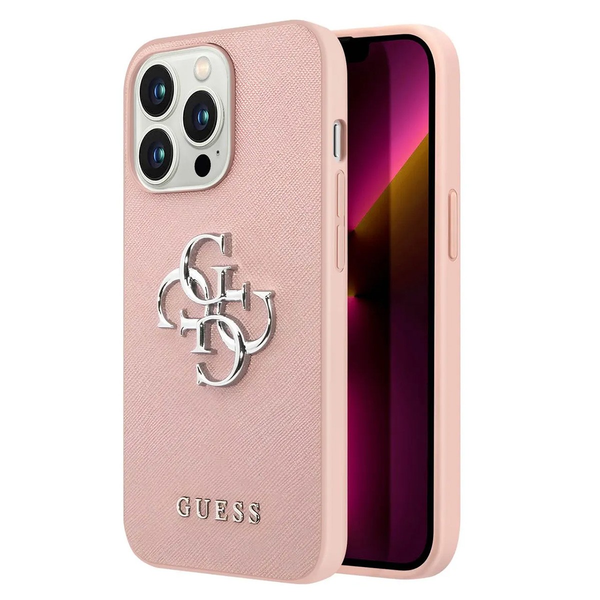 Coque Guess iPhone 13 Pro Rose protection portable Saffiano 4G