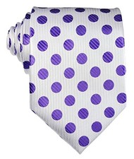 New Classic Men's Polka Dots Silk Tie Necktie   White/Purple Dots
