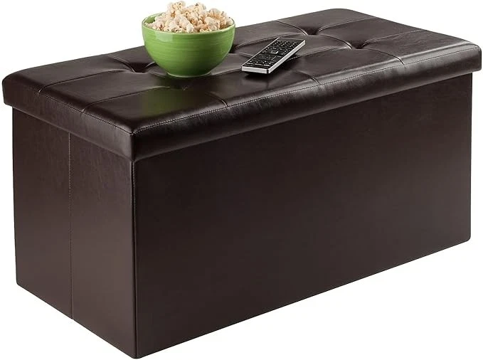 Winsome Ashford Amplio Almacenamiento Otomano Chocolate Imitación Cuero (92627) Foto 4 de 4