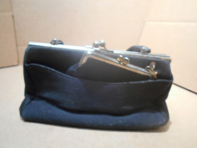 Vintage 1940s black FELT? clutch bag W/ Coin Purse
