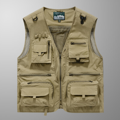 Mens Multi Pocket Utility Cargo Vest Fishing Hiking Camping Gilet Waistcoat Tops