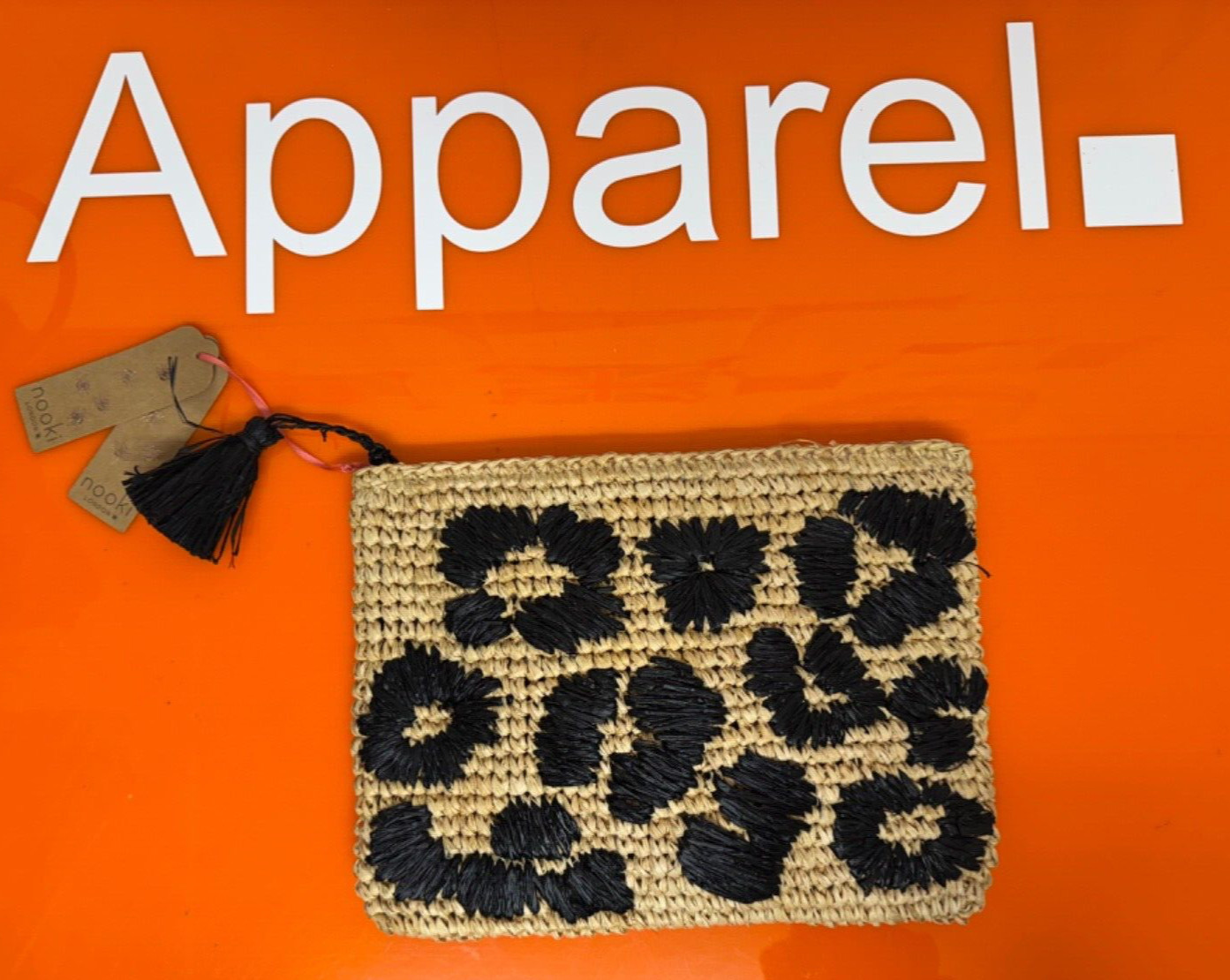 🔥Nooki London Leopard Raffia Woven Clutch Bag, NEW, br image 2