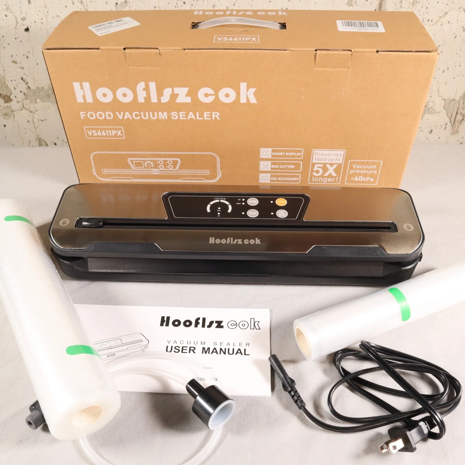 Hooflszcok Vacuum Sealer Fully Automatic VS6611PX With Bags 15"X4"X2.5" New
