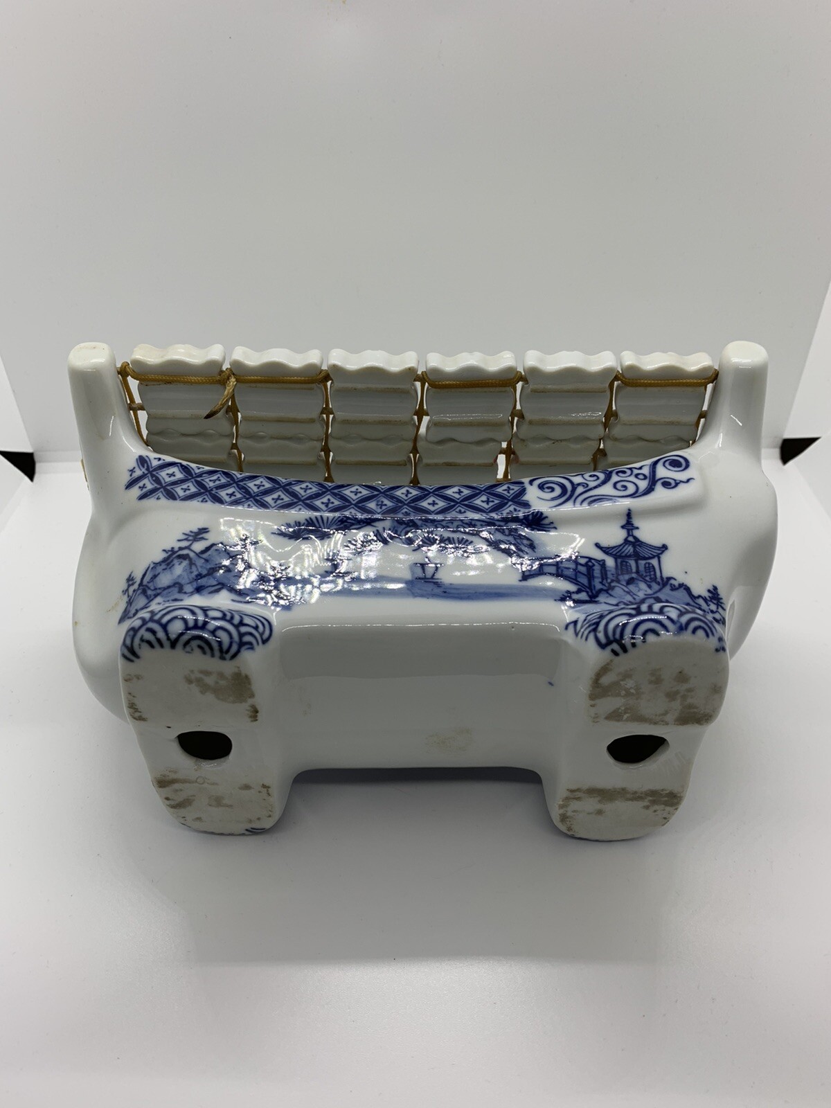 Vintage Japanese Geisha Takamakura Strung Porcelain Headrest Pillow