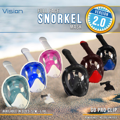 V.2 180 Anti-Fog Swimming Full Face Mask Surface Diving Snorkel Scuba for GoPro