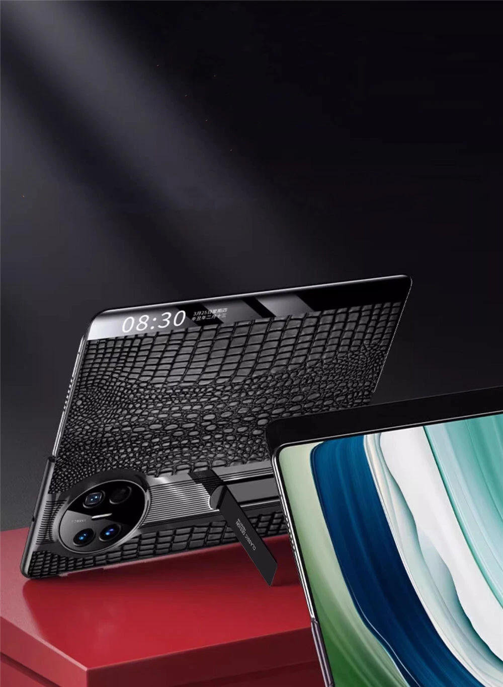 Genuine Cowhide Leather Magnetic Flip Case For Huawei Mate X5 X3 Bracket Cover - Picture 6 of 17