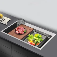 29.53-inch Undermount Workstation Kitchen Sink Single Bowl with Pull-out Faucet