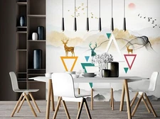 3D Graphic Deer G6362 Wallpaper Wall Murals Removable Self-adhesive Honey