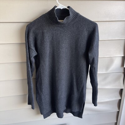 Cynthia Rowley Womens M Grey 100% 2-Ply Cashmere Sweater Pullover Mock Neck