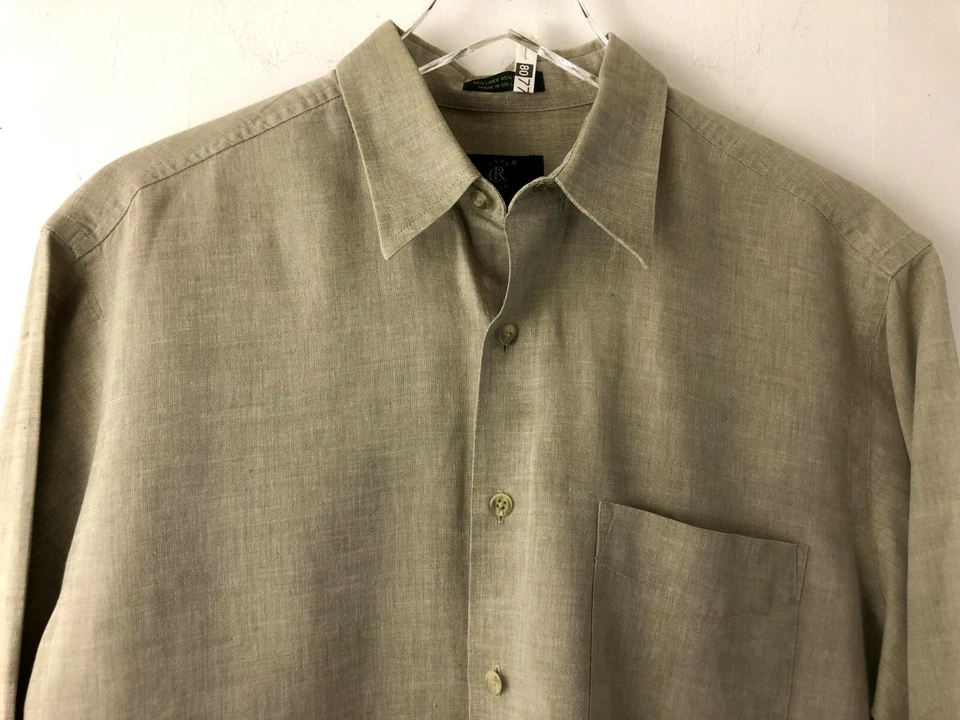 Club Room Men's Button Up Linen Cotton Blend Shirt Size Medium Wrinkle Resistant - Image 3 of 4