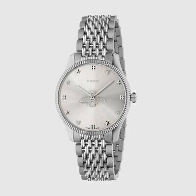 Gucci Uhr G-Timeless YA1264153 Watch Stahl 36mm Silver Bienen Sterne Neu