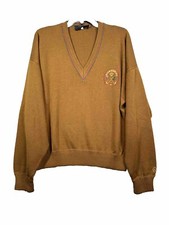 Alexander  s Mens Pullover Sweater Brown V Neck Vintage Made In Italy Large Wool