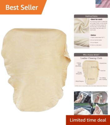 Soft Natural Leather Chamois Cloth - Perfect Size 35'' x 23.6'' for Cleaning