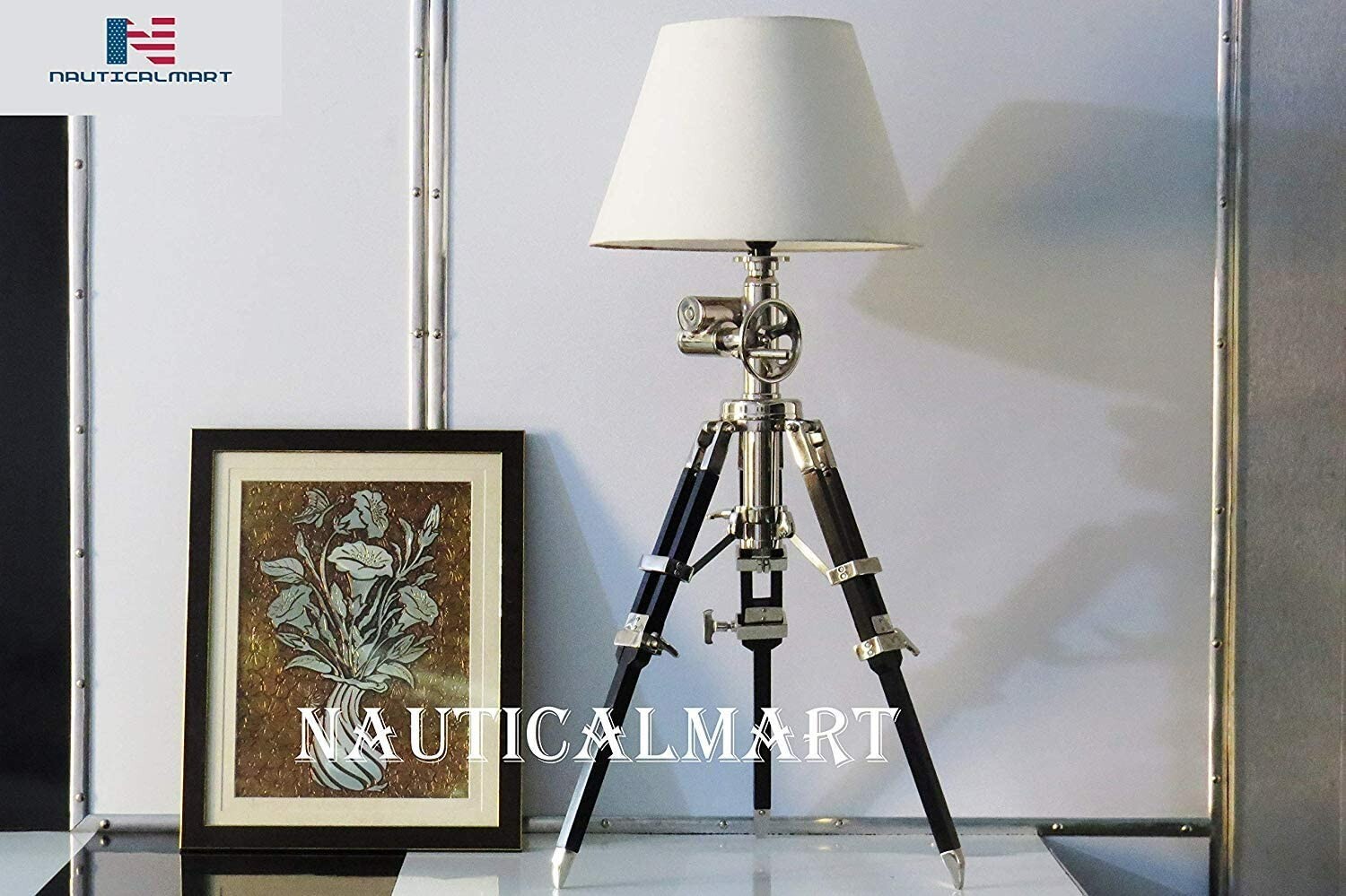 Nautical Royal Marine Tripod Table LAMP for Living Room (Shade Not