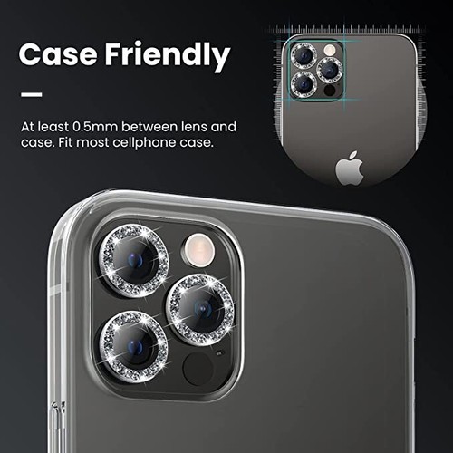 For iPhone 13 12 Pro Max Tempered Glass Camera Len Protector Bling Diamond Cover - Picture 3 of 15