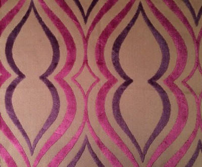 OSBORNE & LITTLE Curva Purple Pink Arabesque Raised Velvet Remnant New