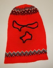 Vintage 1980's Red Acrylic 3-Hole Full Face Ski Mask