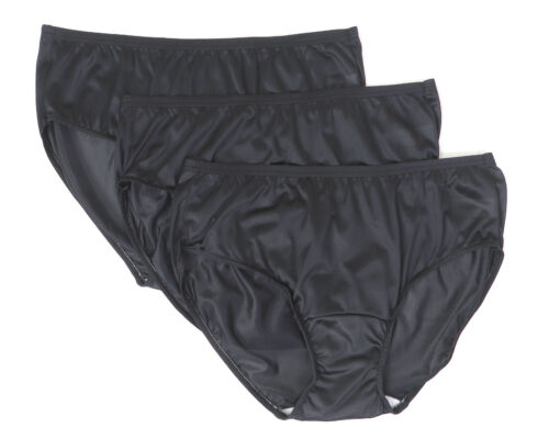 Shadowline Panty Women's Hipster Nylon Full Seat No Ride Underwear 3-Pack Black - Picture 1 of 6