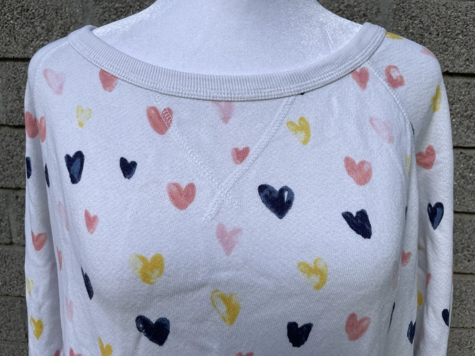 Sudadera de felpa francesa Joie para mujer blanca con estampado de corazón talla S colorida cómoda Foto 2 de 4