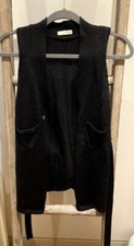 Hoss Intropia Vest Size Small Black String Tie Button Front New Pockets Knit