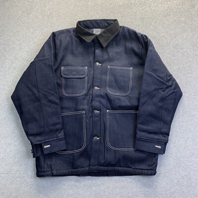 Bob Barker XL Dark Denim Chore Barn Jean Jacket Prison Barn Blanket Lined Coat