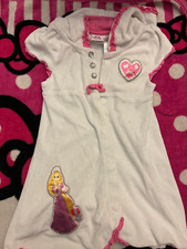 Disney Princess Tangled Repunzel Terry Cloth Robe - White / Pink - SIZE 5T - GUC