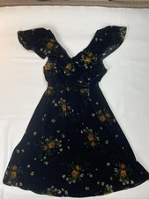 Zara Basic Collection Black Floral Velvet Dress Size: S