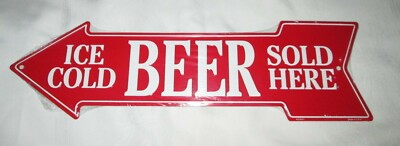 **Unique COLD BEER SOLD HERE Metal Arrow Sign #010 SALE - NEW**