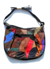 Vintage 1980s - 1990s Leather Hobo Style Multicolor Patchwork Purse Bag