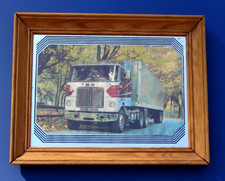 1979 Semi Truck 18 Wheeler CB Mirrored Carnival Prize Glass White Road Commander