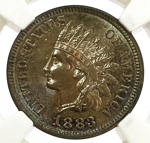 1883 1883/83 REPUNCHED DATE US INDIAN HEAD CENT 1C COIN NGC MINT STATE 64 BROWN