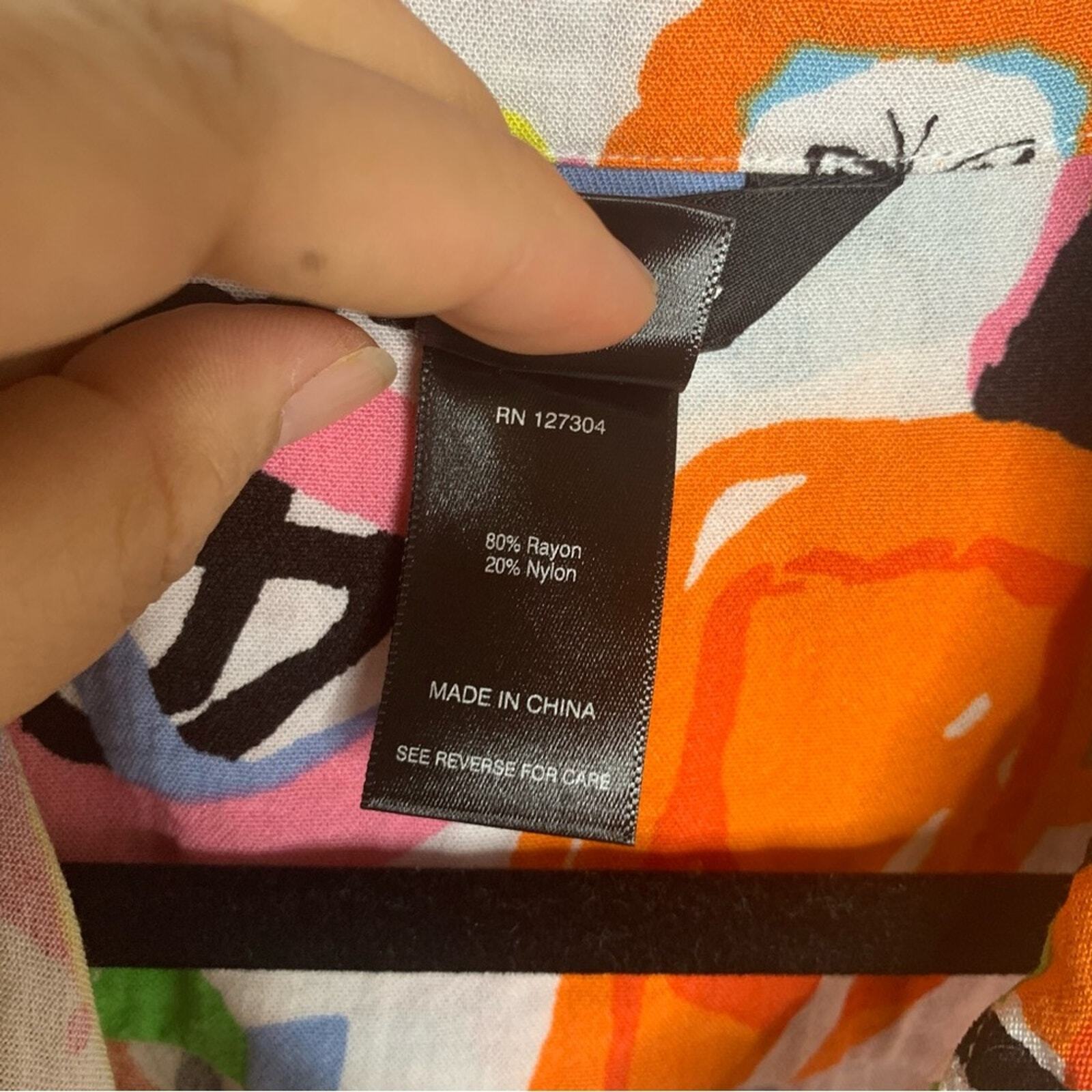 Ali Miles colorful abstract patchwork blouse Peti… - image 7