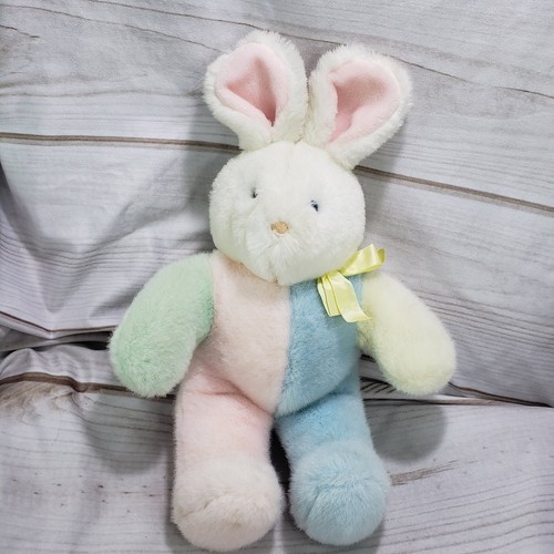 Eden Rabbit Plush Pastel Colorblock Stuffed Animal Vintage 13 Inch