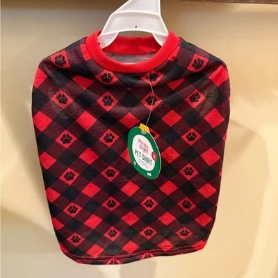 Top Paw Dog Clothes T Shirt Red Black Plaid Top Size X Small