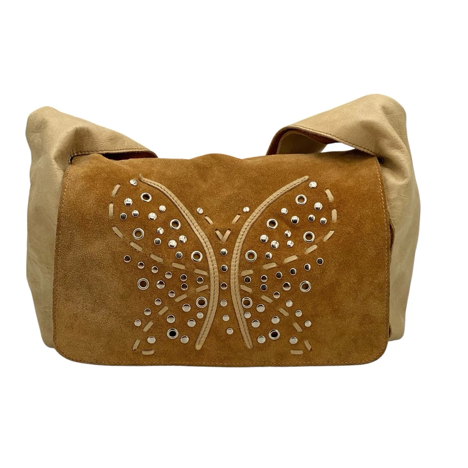 Arcadia Butterfly Italian Made Flap Shoulder Hobo Bag - Image 3 of 4