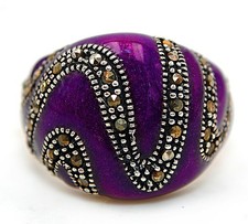 Natural AAA Grade Enamel Swiss Marcasite 925 Sterling Silver Ring Sz 6,8,9 ZB6